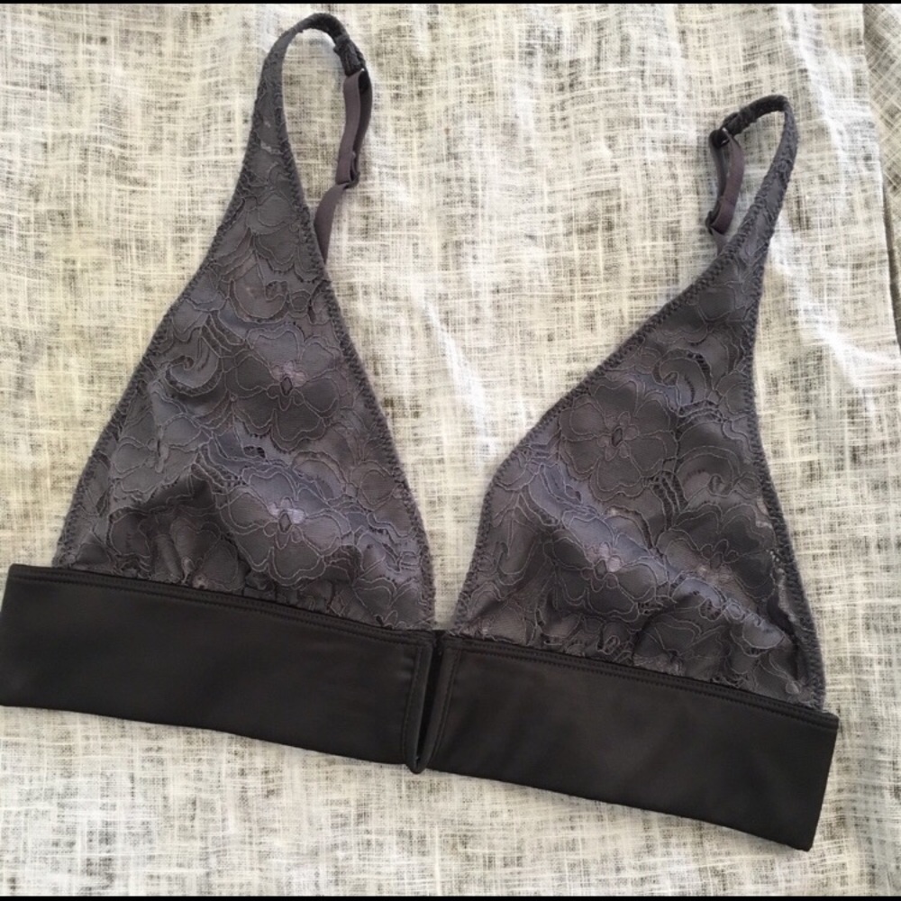 New Free People Purple & Gray Sheer Lace Bra Small